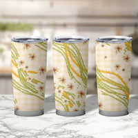 Melemele Ahiahia Hawai'i Palaka Plumeria Tumbler Cup Puakenikeni and Maile Lei LT9 - Polynesian Pride