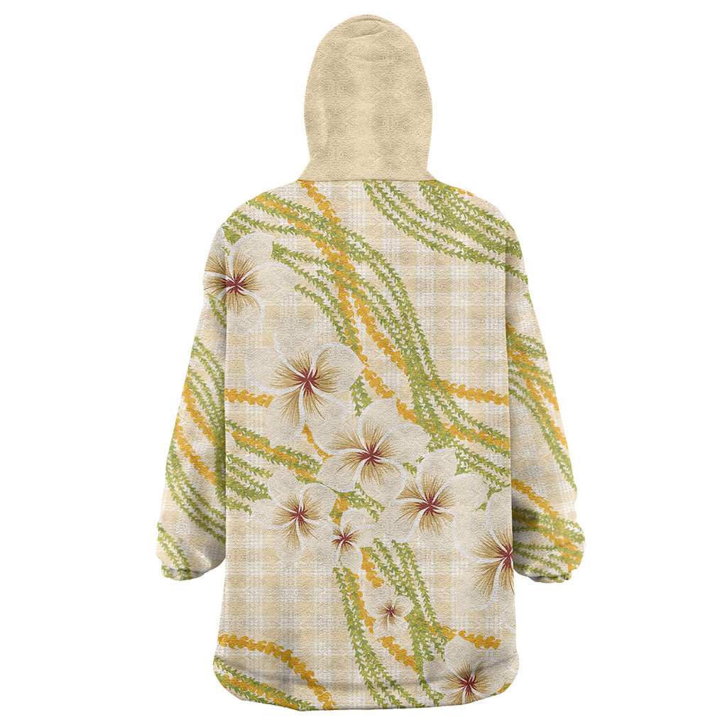 Melemele Ahiahia Hawai'i Palaka Plumeria Wearable Blanket Hoodie Puakenikeni and Maile Lei LT9 - Polynesian Pride