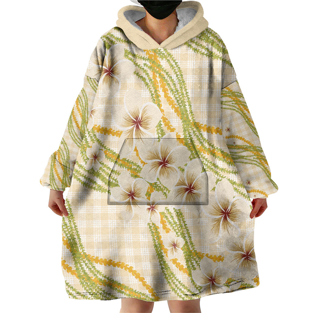 Melemele Ahiahia Hawai'i Palaka Plumeria Wearable Blanket Hoodie Puakenikeni and Maile Lei LT9 - Polynesian Pride