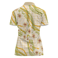 Melemele Ahiahia Hawai'i Palaka Plumeria Women Polo Shirt Puakenikeni and Maile Lei LT9 - Polynesian Pride