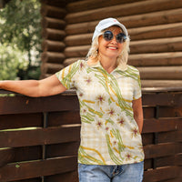 Melemele Ahiahia Hawai'i Palaka Plumeria Women Polo Shirt Puakenikeni and Maile Lei LT9 - Polynesian Pride