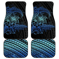 Floral Polynesian Hibiscus Tattoo Car Mats Blue Gradient Style
