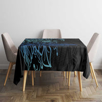 Floral Polynesian Hibiscus Tattoo Tablecloth Blue Gradient Style