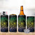 Floral Polynesian Hibiscus Tattoo Can Cooler Tumbler Green Gradient Style