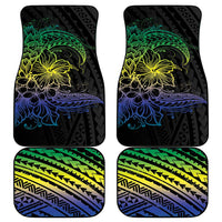 Floral Polynesian Hibiscus Tattoo Car Mats Green Gradient Style