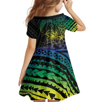 Floral Polynesian Hibiscus Tattoo Family Matching Tank Maxi Dress and Hawaiian Shirt Green Gradient Style