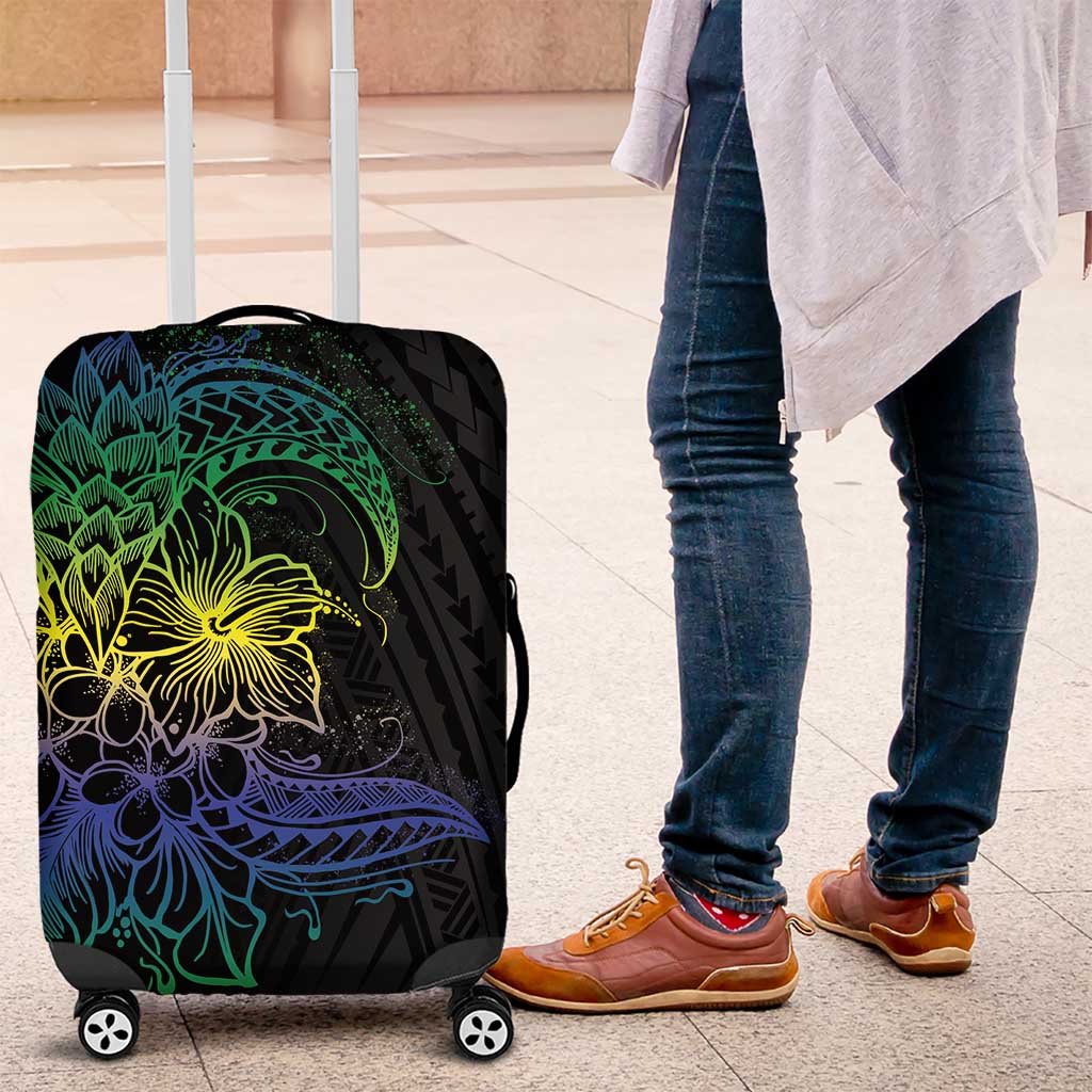Floral Polynesian Hibiscus Tattoo Luggage Cover Green Gradient Style LT9 Green - Polynesian Pride