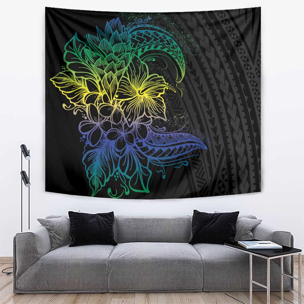 Floral Polynesian Hibiscus Tattoo Tapestry Green Gradient Style LT9 Green - Polynesian Pride