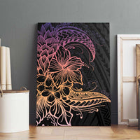 Floral Polynesian Hibiscus Tattoo Canvas Wall Art Peach Gradient Style