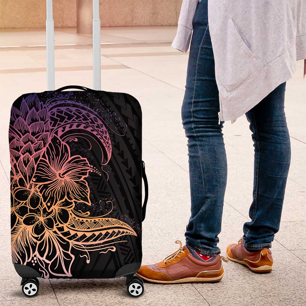 Floral Polynesian Hibiscus Tattoo Luggage Cover Peach Gradient Style LT9 Peach - Polynesian Pride
