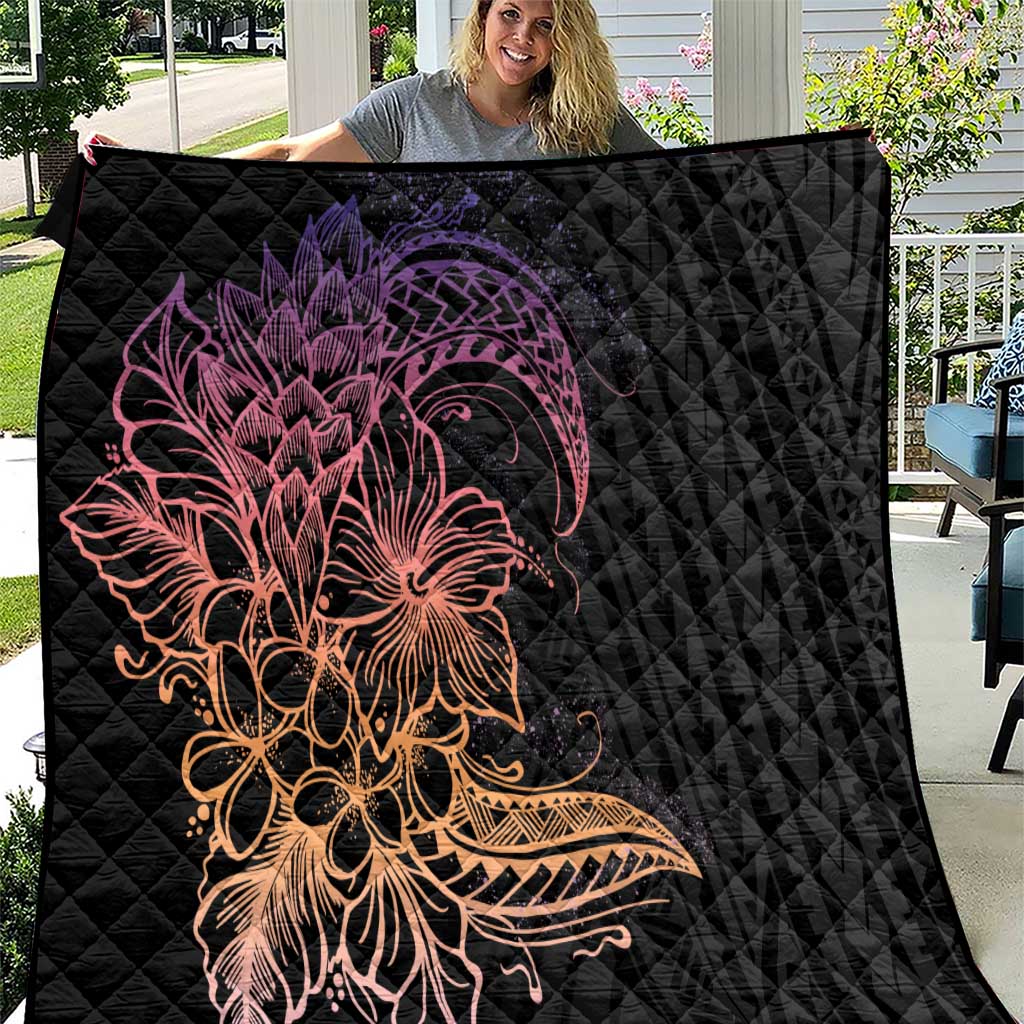 Floral Polynesian Hibiscus Tattoo Quilt Peach Gradient Style LT9 Peach - Polynesian Pride
