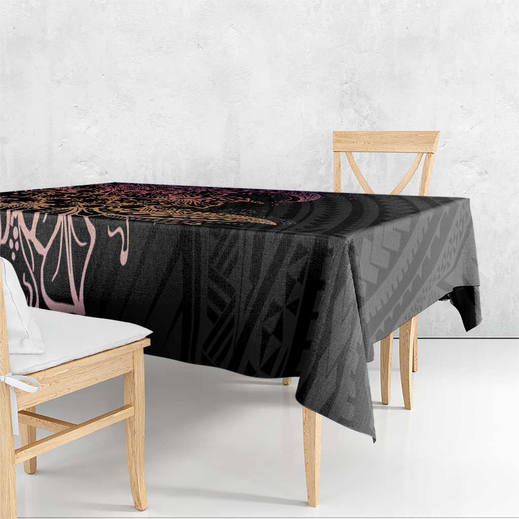 Floral Polynesian Hibiscus Tattoo Tablecloth Peach Gradient Style
