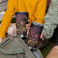 Floral Polynesian Hibiscus Tattoo Tumbler Cup Peach Gradient Style