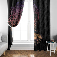 Floral Polynesian Hibiscus Tattoo Window Curtain Peach Gradient Style