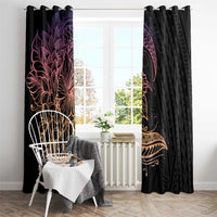 Floral Polynesian Hibiscus Tattoo Window Curtain Peach Gradient Style