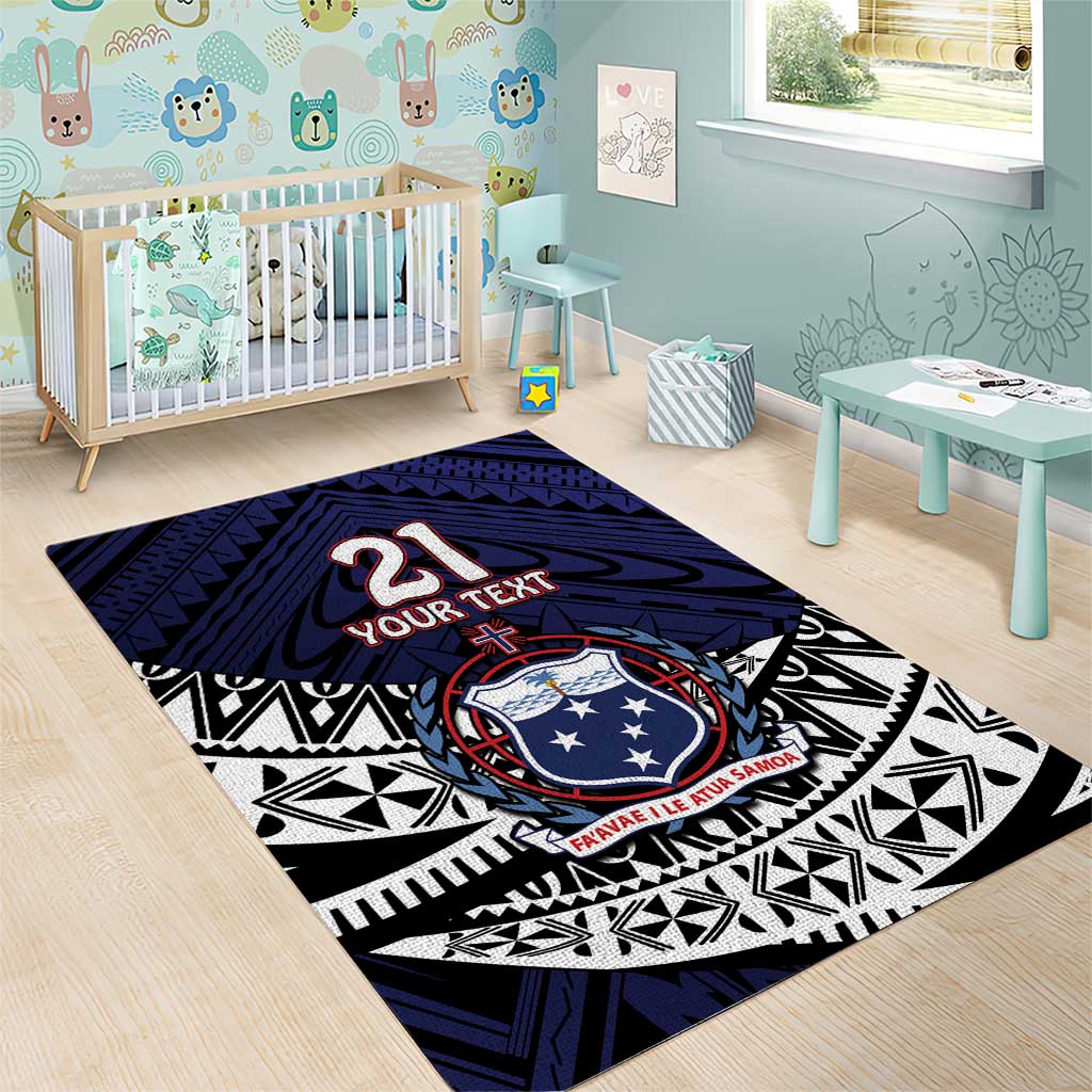 Custom Samoa Rugby Pacific Area Rug Samoan Warrior Tribal Pattern