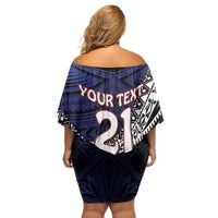 Custom Samoa Rugby Pacific Family Matching Off Shoulder Short Dress and Hawaiian Shirt Samoan Warrior Tribal Pattern LT9 - Polynesian Pride
