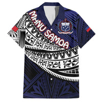 Custom Samoa Rugby Pacific Family Matching Summer Maxi Dress and Hawaiian Shirt Samoan Warrior Tribal Pattern LT9 Dad's Shirt - Short Sleeve Blue - Polynesian Pride