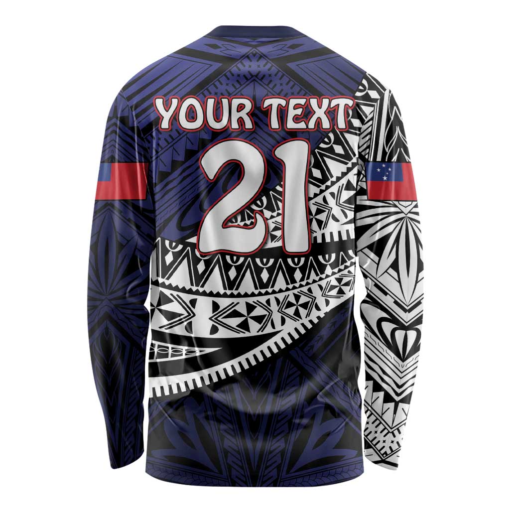 Custom Samoa Rugby Pacific Long Sleeve Shirt Samoan Warrior Tribal Pattern