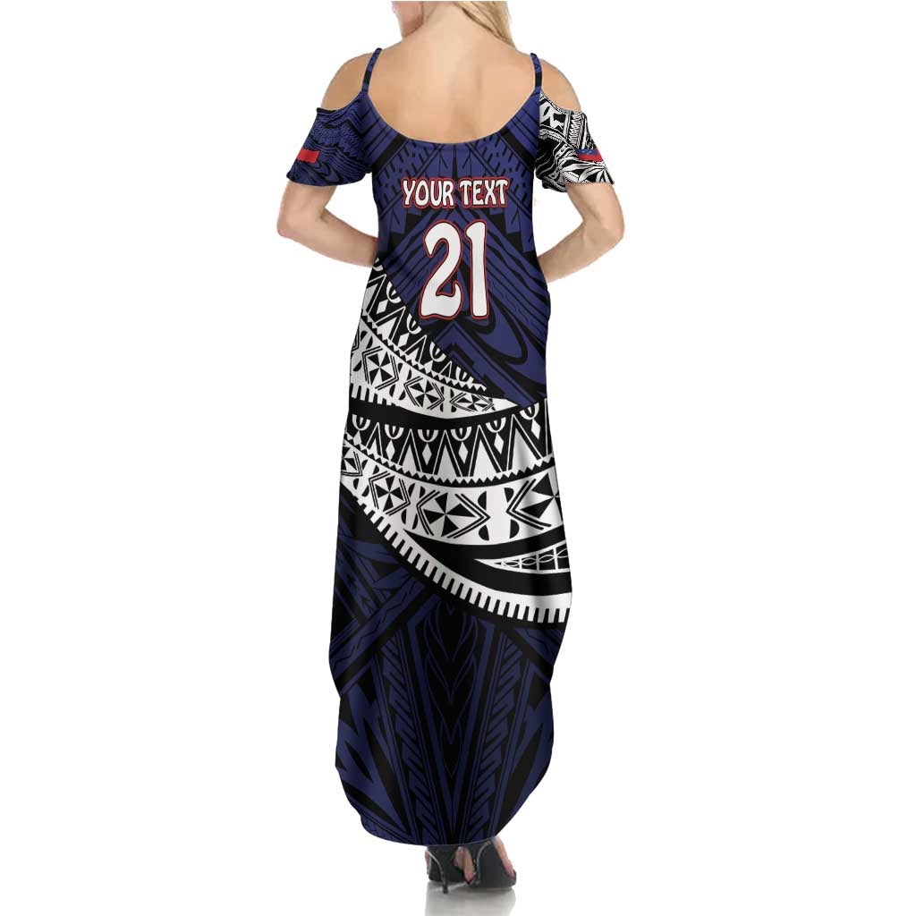 Custom Samoa Rugby Pacific Summer Maxi Dress Samoan Warrior Tribal Pattern