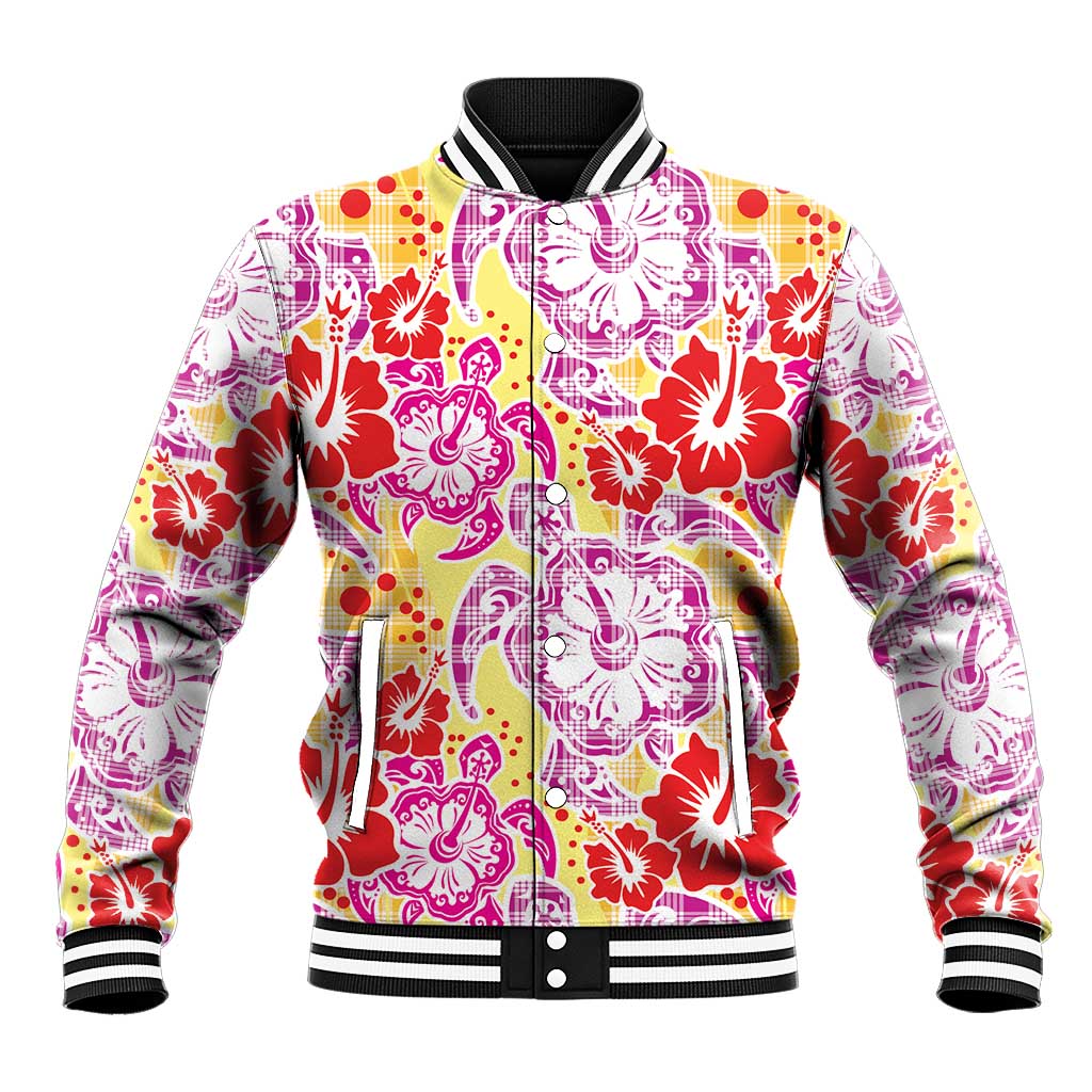 Palaka with Honu and Hibiscus Baseball Jacket Hawaiian Heritage Spirit - Polynesian Pride