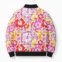 Palaka with Honu and Hibiscus Bomber Puffer Jacket Hawaiian Heritage Spirit - Polynesian Pride