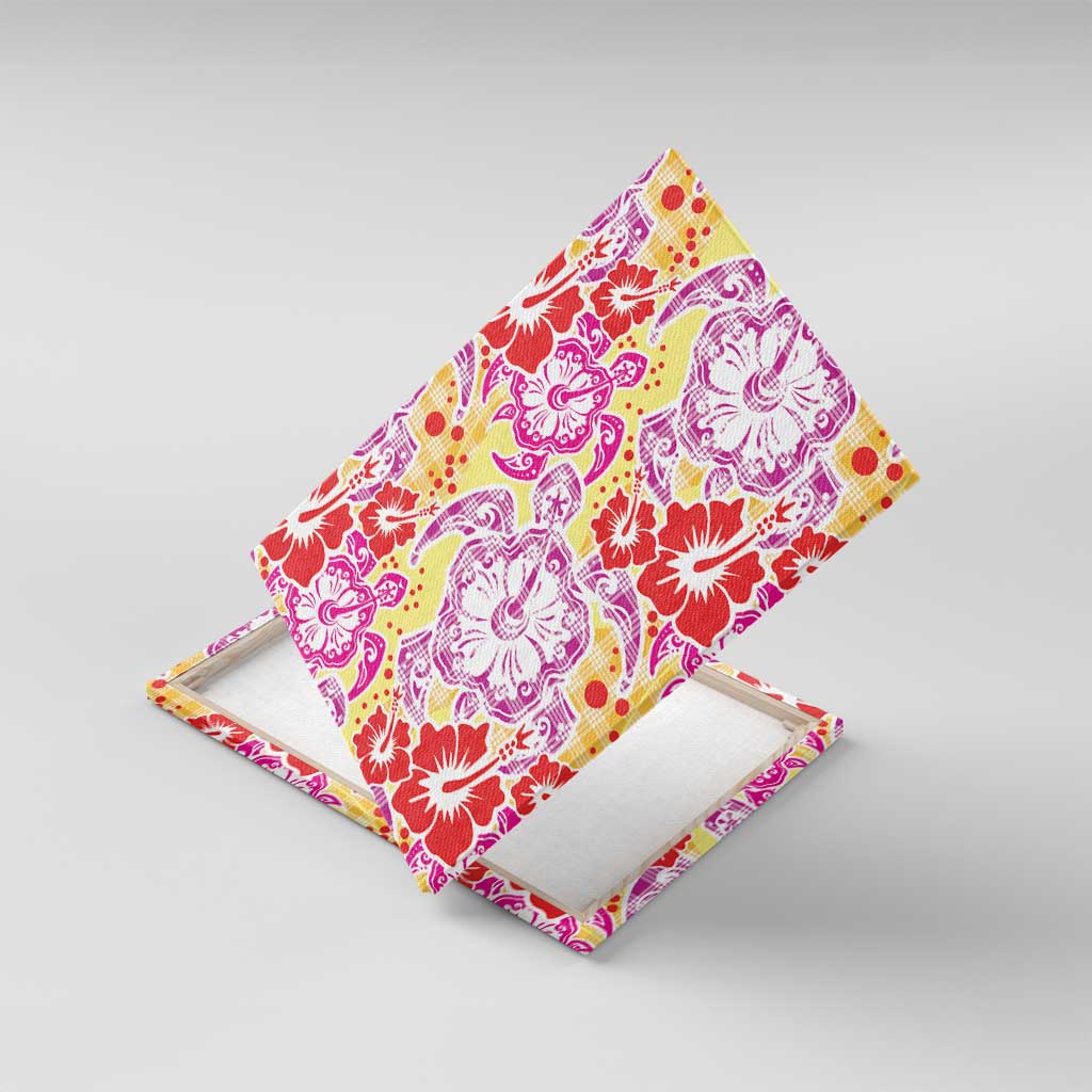 Palaka with Honu and Hibiscus Canvas Wall Art Hawaiian Heritage Spirit - Polynesian Pride