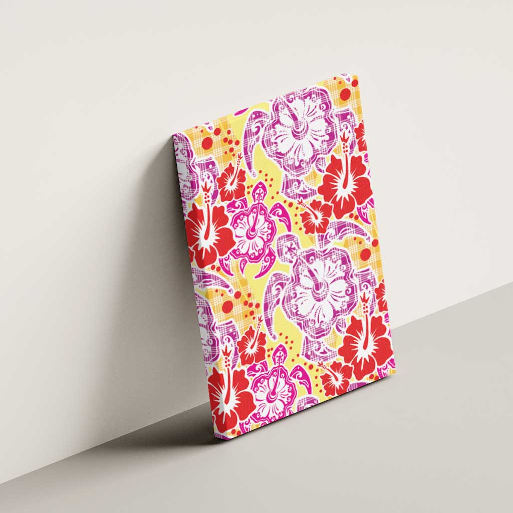Palaka with Honu and Hibiscus Canvas Wall Art Hawaiian Heritage Spirit - Polynesian Pride