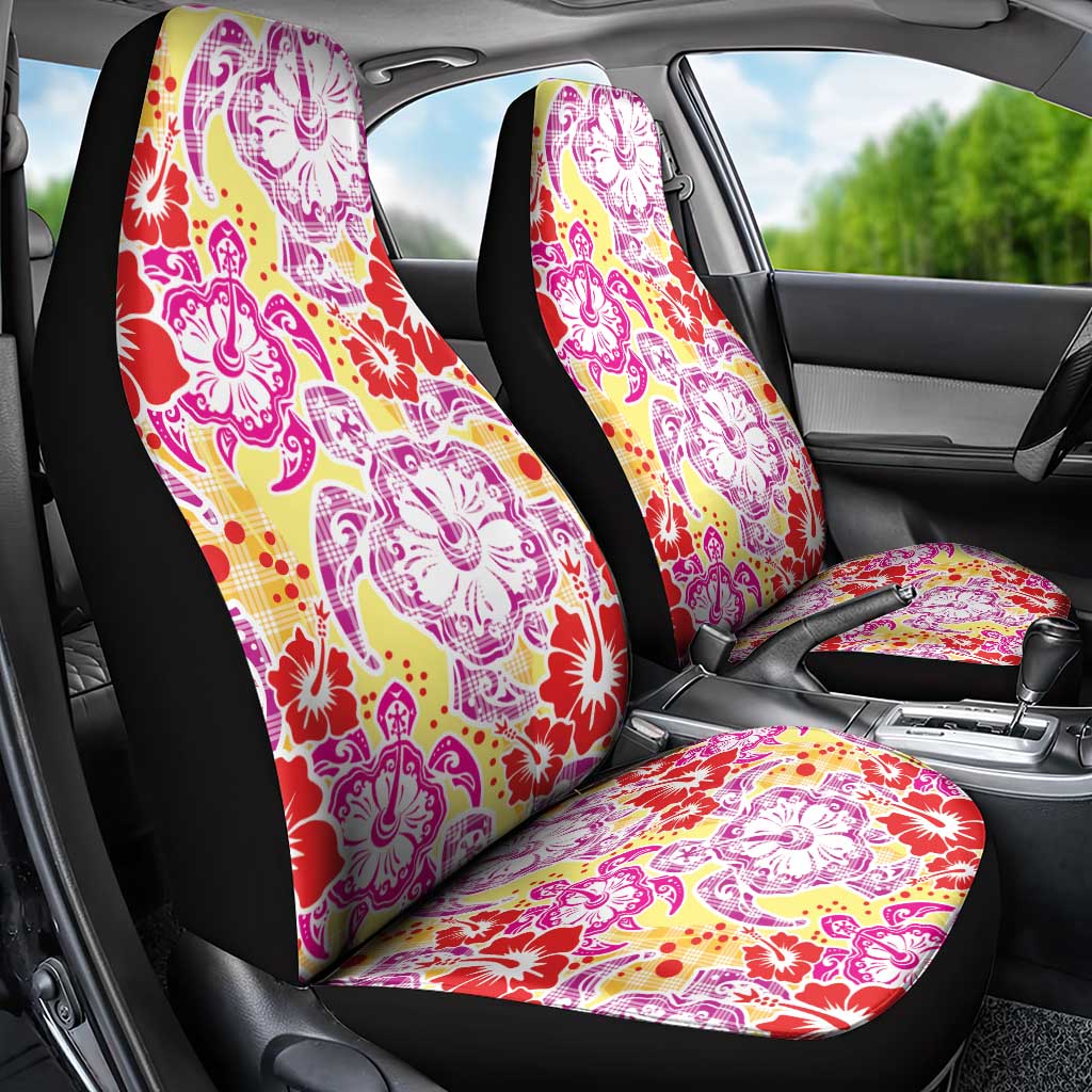 Palaka with Honu and Hibiscus Car Seat Cover Hawaiian Heritage Spirit - Polynesian Pride