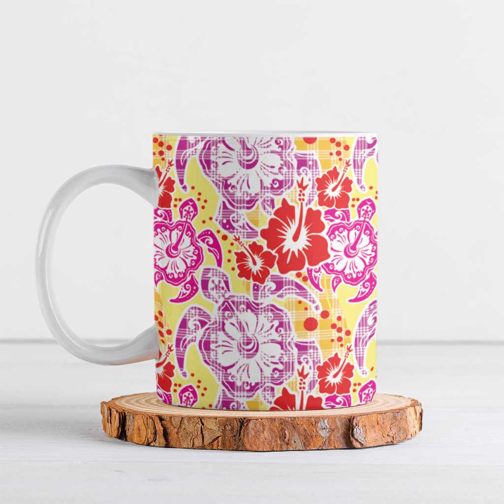 Palaka with Honu and Hibiscus Ceramic Mug Hawaiian Heritage Spirit - Polynesian Pride