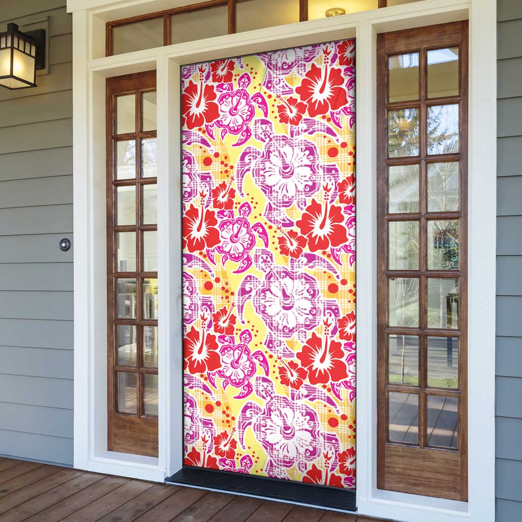 Palaka with Honu and Hibiscus Door Cover Hawaiian Heritage Spirit - Polynesian Pride