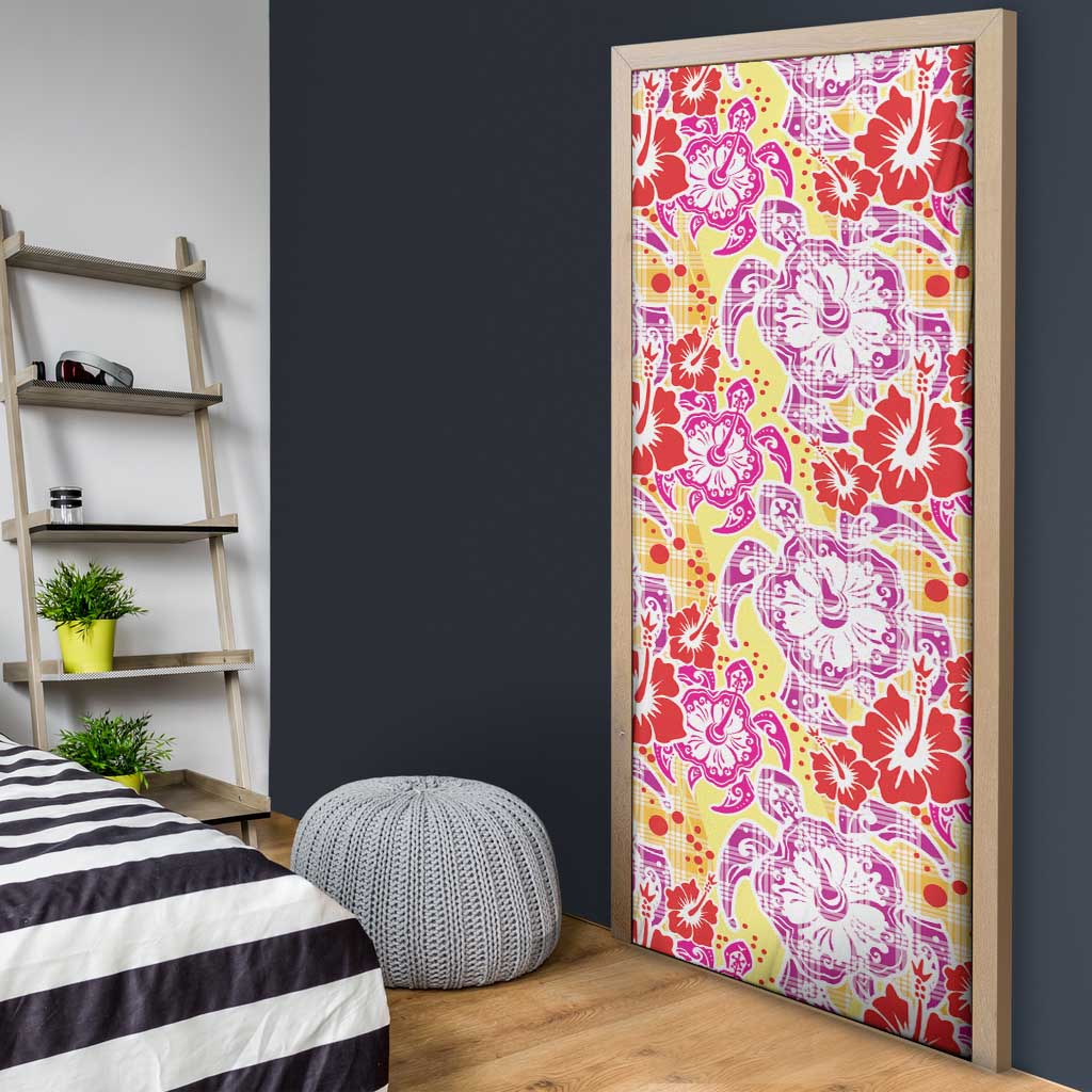 Palaka with Honu and Hibiscus Door Cover Hawaiian Heritage Spirit - Polynesian Pride