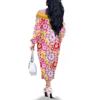 Palaka with Honu and Hibiscus Family Matching Off The Shoulder Long Sleeve Dress and Hawaiian Shirt Hawaiian Heritage Spirit - Polynesian Pride