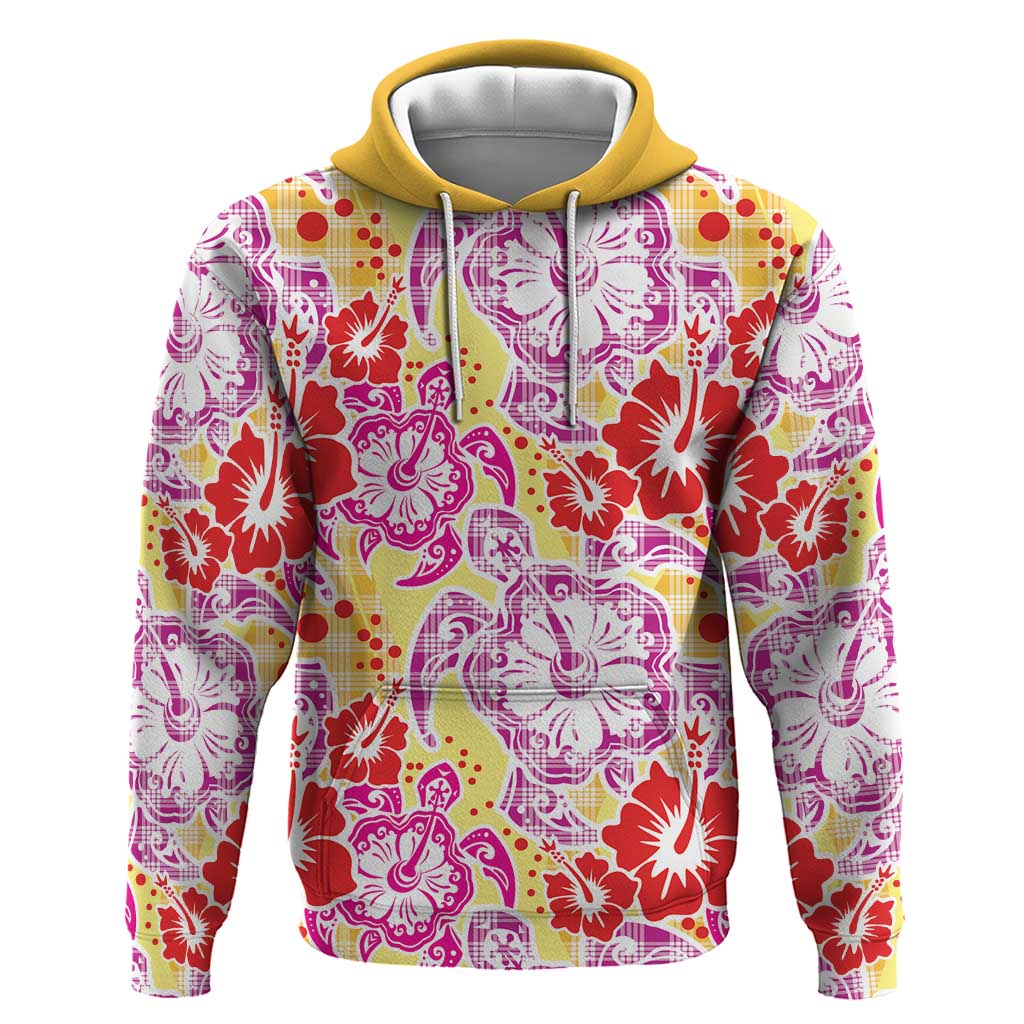 Palaka with Honu and Hibiscus Hoodie Hawaiian Heritage Spirit - Polynesian Pride