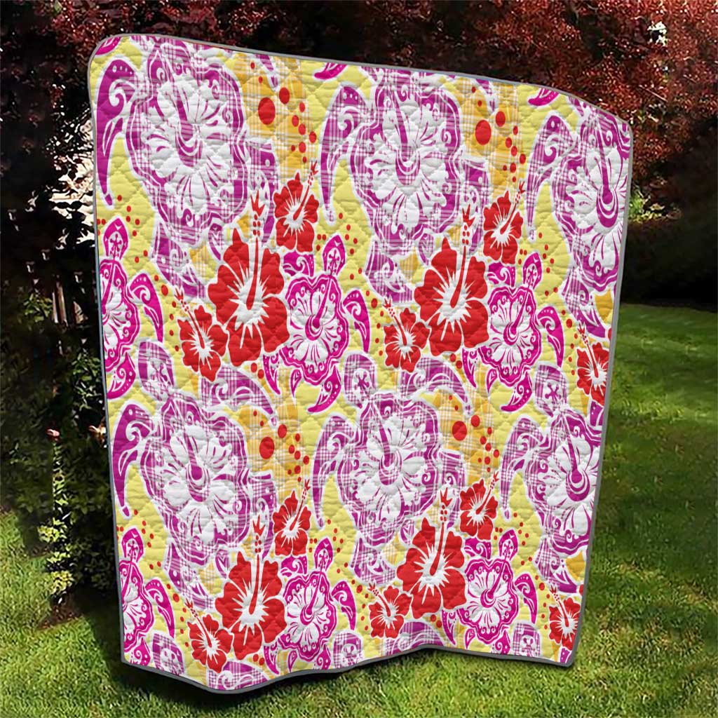Palaka with Honu and Hibiscus Quilt Hawaiian Heritage Spirit - Polynesian Pride