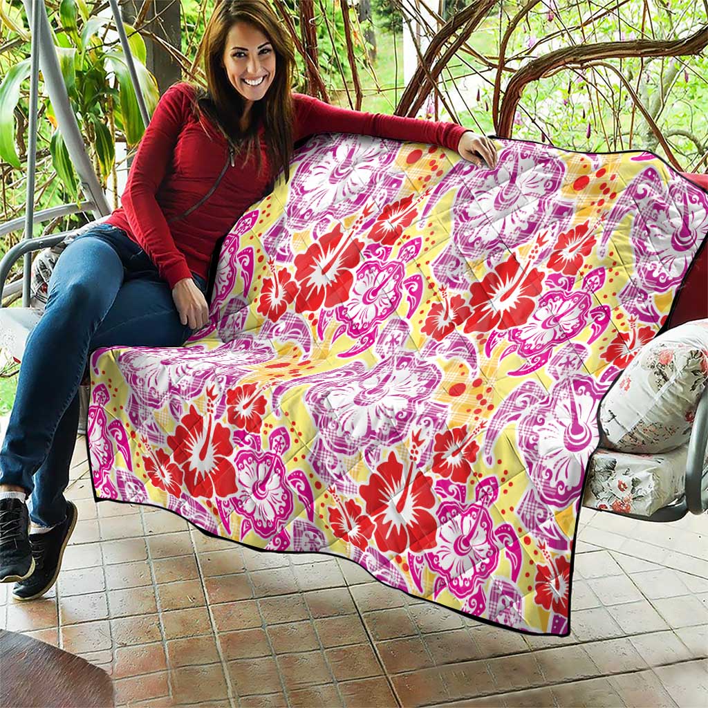 Palaka with Honu and Hibiscus Quilt Hawaiian Heritage Spirit - Polynesian Pride