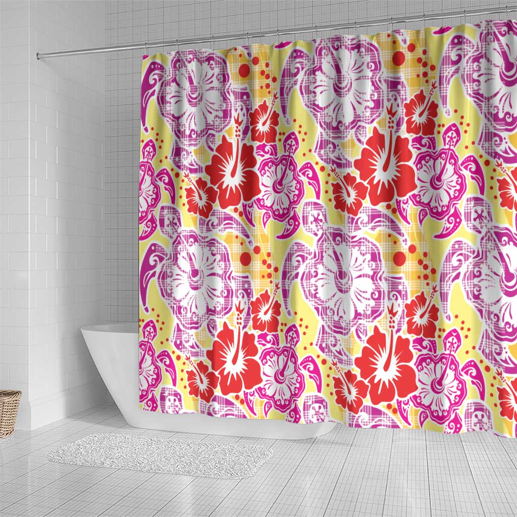 Palaka with Honu and Hibiscus Shower Curtain Hawaiian Heritage Spirit - Polynesian Pride