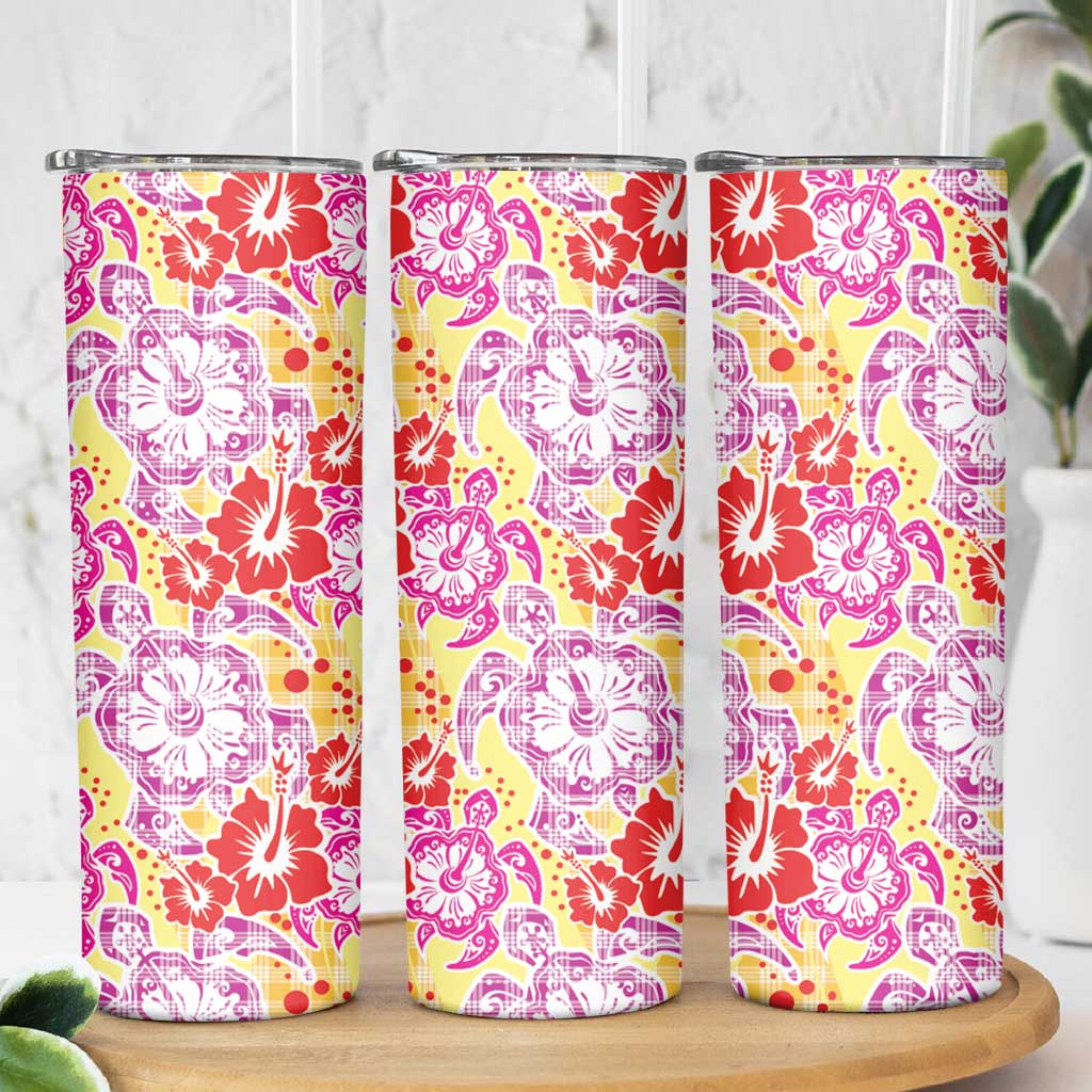 Palaka with Honu and Hibiscus Skinny Tumbler Hawaiian Heritage Spirit - Polynesian Pride