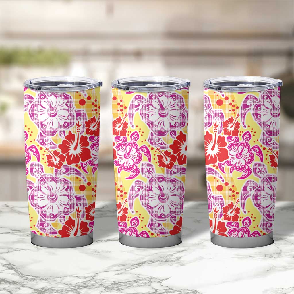 Palaka with Honu and Hibiscus Tumbler Cup Hawaiian Heritage Spirit - Polynesian Pride