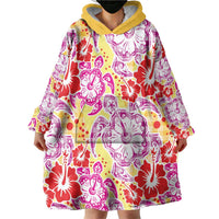 Palaka with Honu and Hibiscus Wearable Blanket Hoodie Hawaiian Heritage Spirit - Polynesian Pride