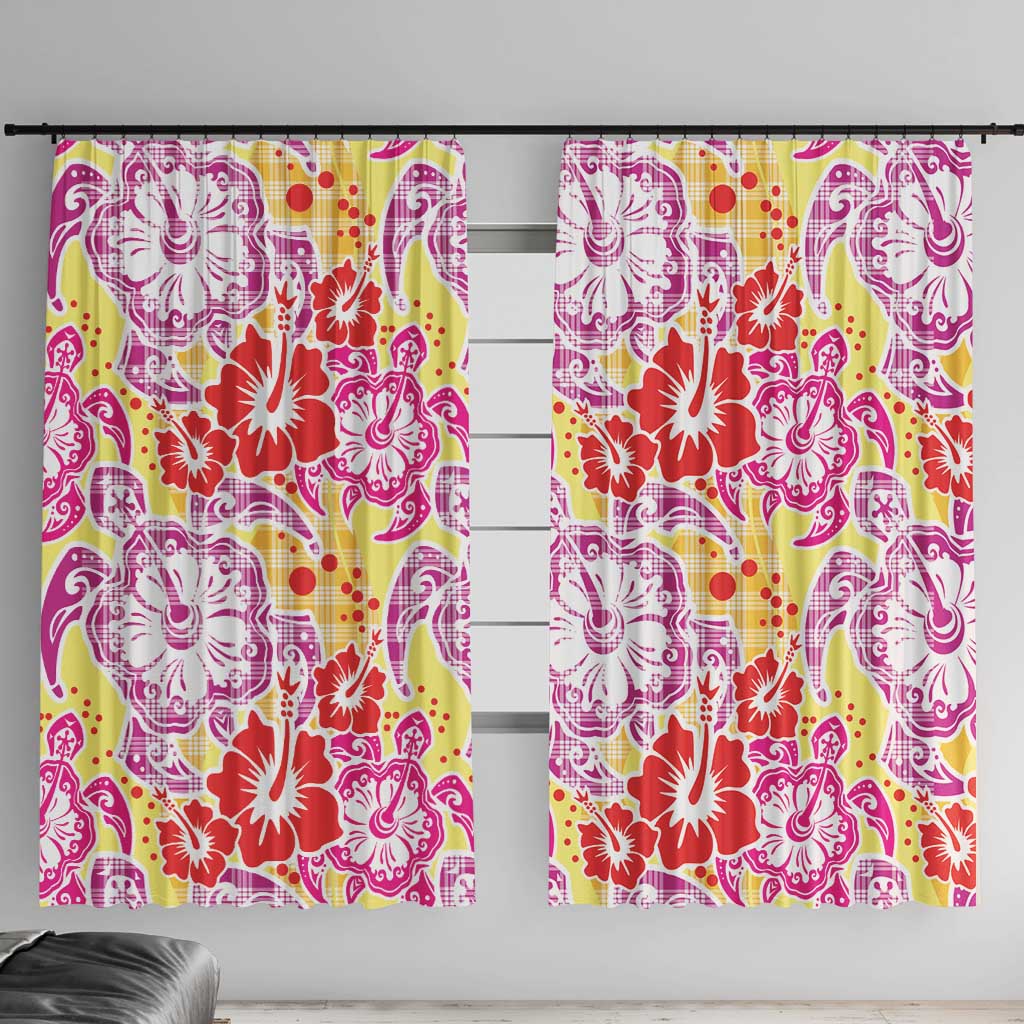 Palaka with Honu and Hibiscus Window Curtain Hawaiian Heritage Spirit - Polynesian Pride