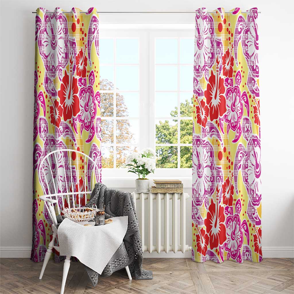 Palaka with Honu and Hibiscus Window Curtain Hawaiian Heritage Spirit - Polynesian Pride