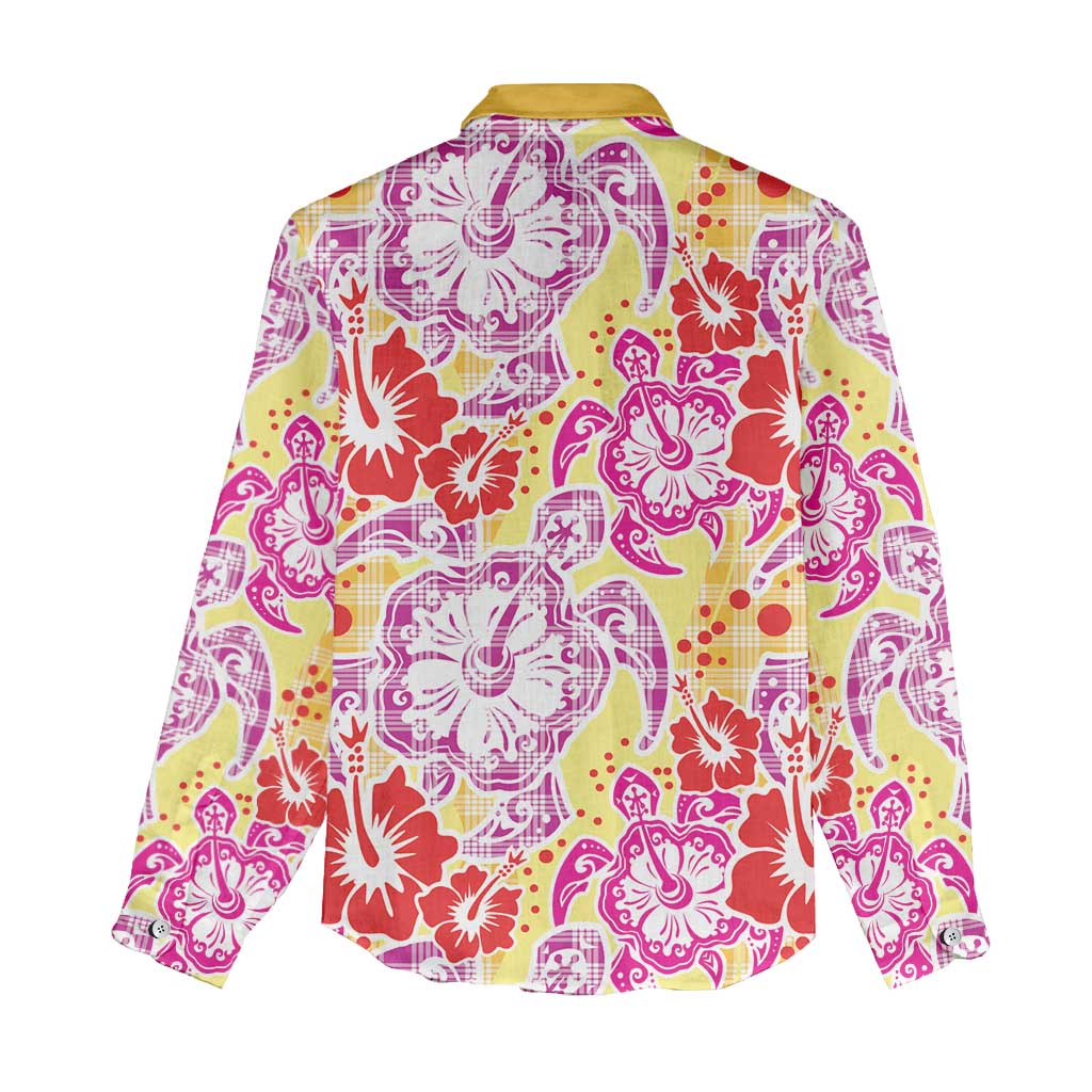 Palaka with Honu and Hibiscus Women Casual Shirt Hawaiian Heritage Spirit - Polynesian Pride