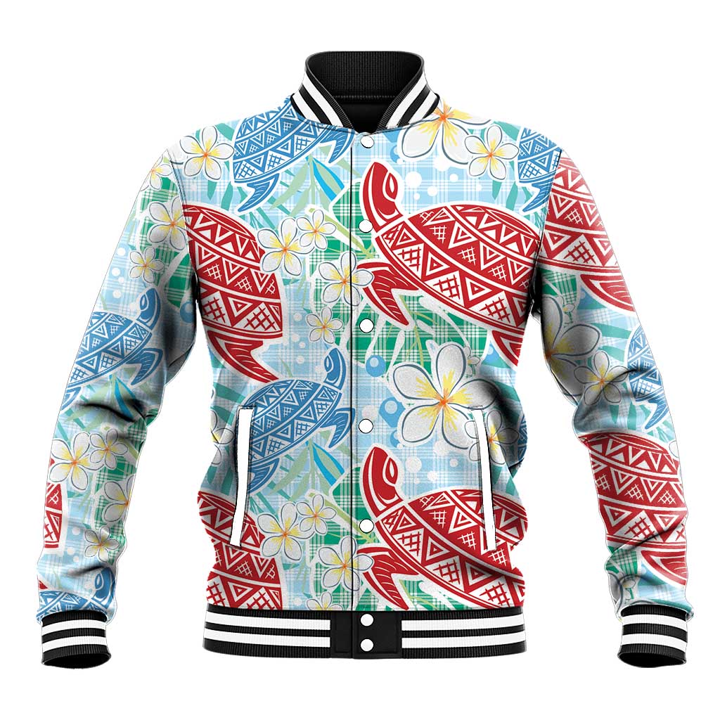 Palaka with Honu and Plumeria Baseball Jacket Hawaiian Heritage Spirit - Polynesian Pride