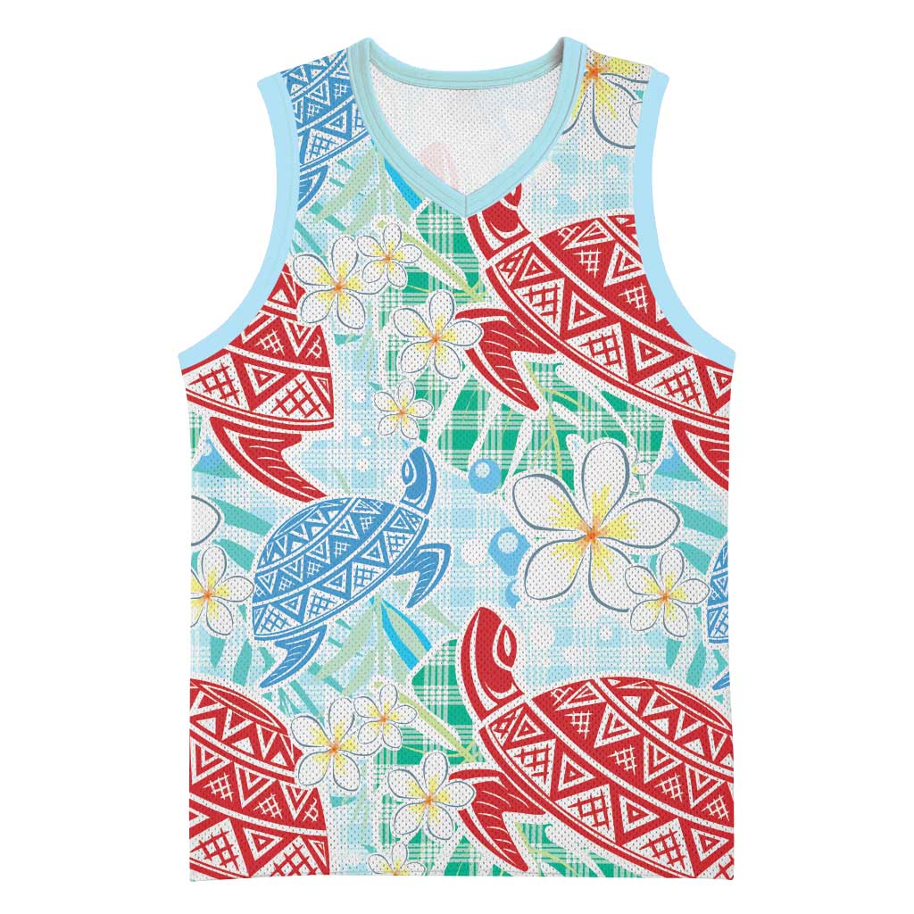 Palaka with Honu and Plumeria Basketball Jersey Hawaiian Heritage Spirit - Polynesian Pride