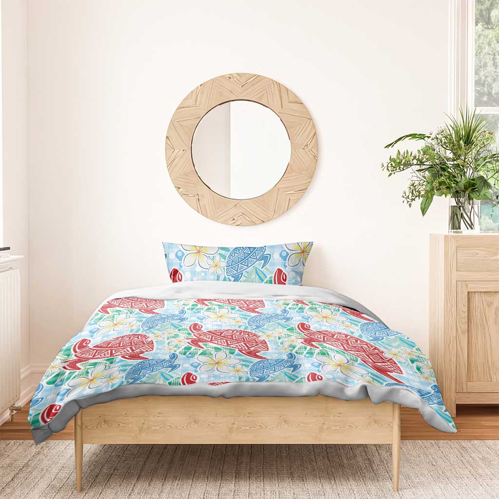Palaka with Honu and Plumeria Bedding Set Hawaiian Heritage Spirit - Polynesian Pride