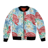Palaka with Honu and Plumeria Bomber Jacket Hawaiian Heritage Spirit - Polynesian Pride
