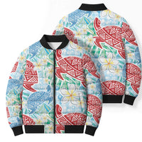 Palaka with Honu and Plumeria Bomber Puffer Jacket Hawaiian Heritage Spirit - Polynesian Pride