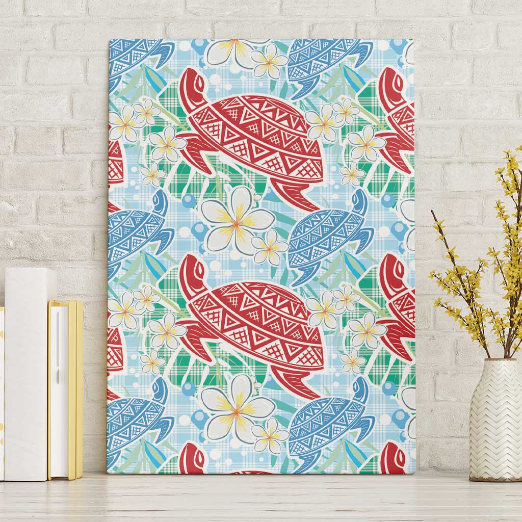 Palaka with Honu and Plumeria Canvas Wall Art Hawaiian Heritage Spirit - Polynesian Pride