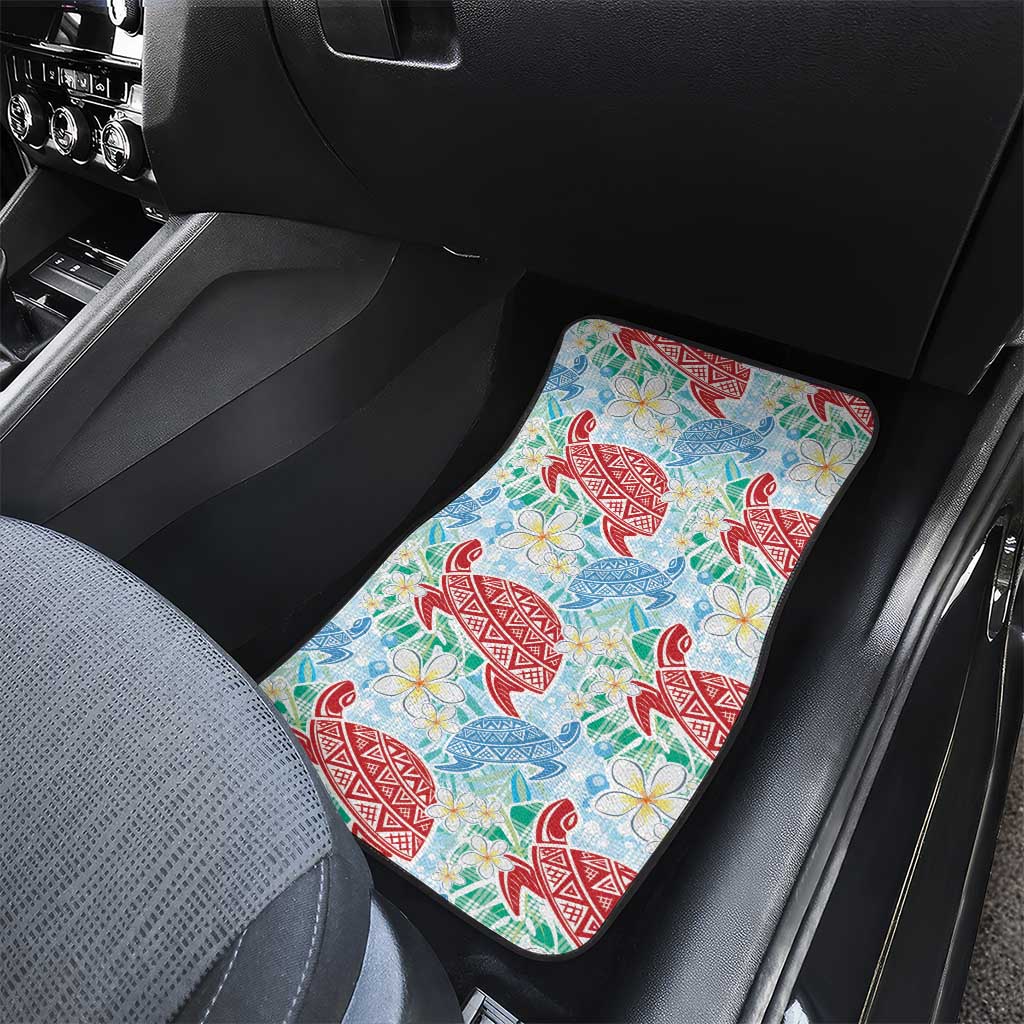 Palaka with Honu and Plumeria Car Mats Hawaiian Heritage Spirit - Polynesian Pride